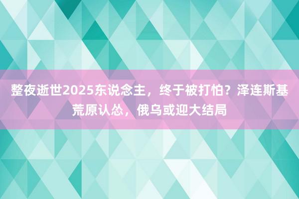 整夜逝世2025东说念主，终于被打怕？泽连斯基荒原认怂，俄乌或迎大结局