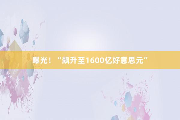 曝光！“飙升至1600亿好意思元”