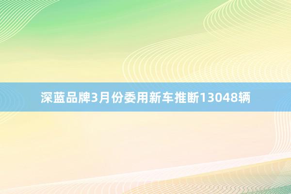 深蓝品牌3月份委用新车推断13048辆