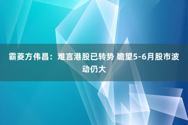 霸菱方伟昌：难言港股已转势 瞻望5-6月股市波动仍大