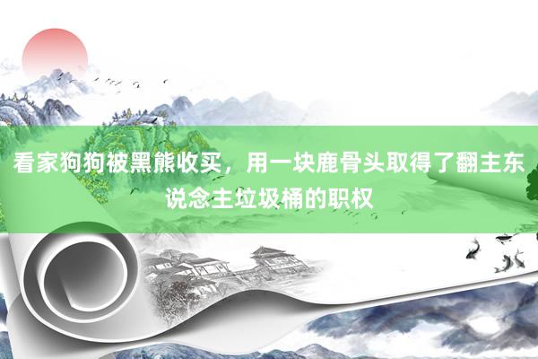 看家狗狗被黑熊收买，用一块鹿骨头取得了翻主东说念主垃圾桶的职权