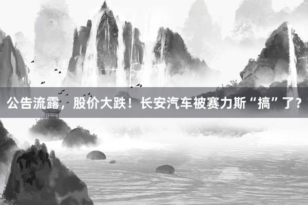 公告流露，股价大跌！长安汽车被赛力斯“搞”了？