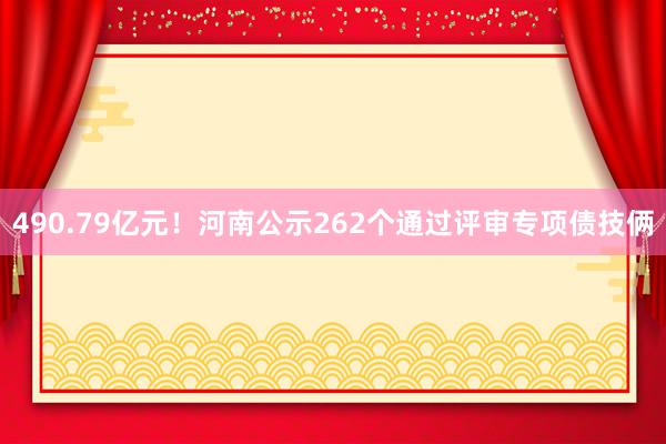 490.79亿元！河南公示262个通过评审专项债技俩