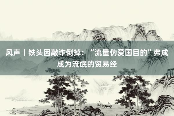 风声｜铁头因敲诈倒掉：“流量伪爱国目的”弗成成为流氓的贸易经