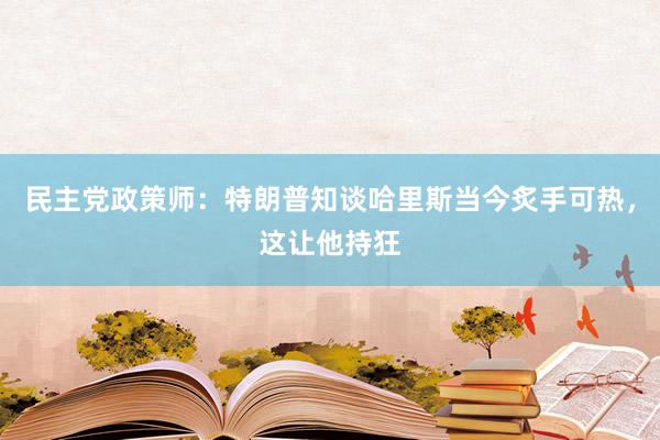 民主党政策师：特朗普知谈哈里斯当今炙手可热，这让他持狂